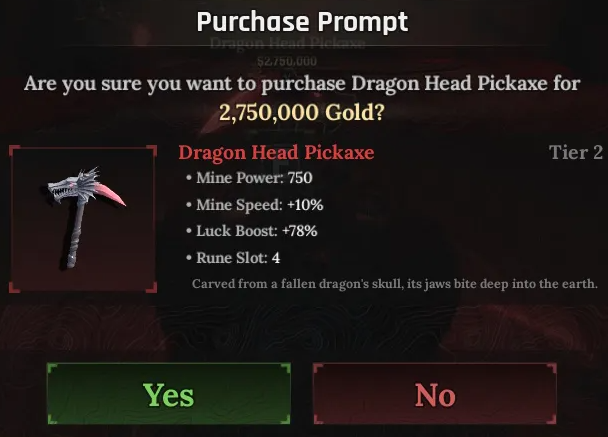 dragon head pickaxe The Forge